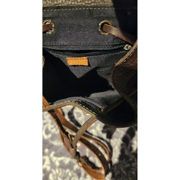 VINTAGE Boho Hippie BOLIVIA Handmade Tooled LEATHER Crossbody ShoulderBag Purse - Picture 8 of 9